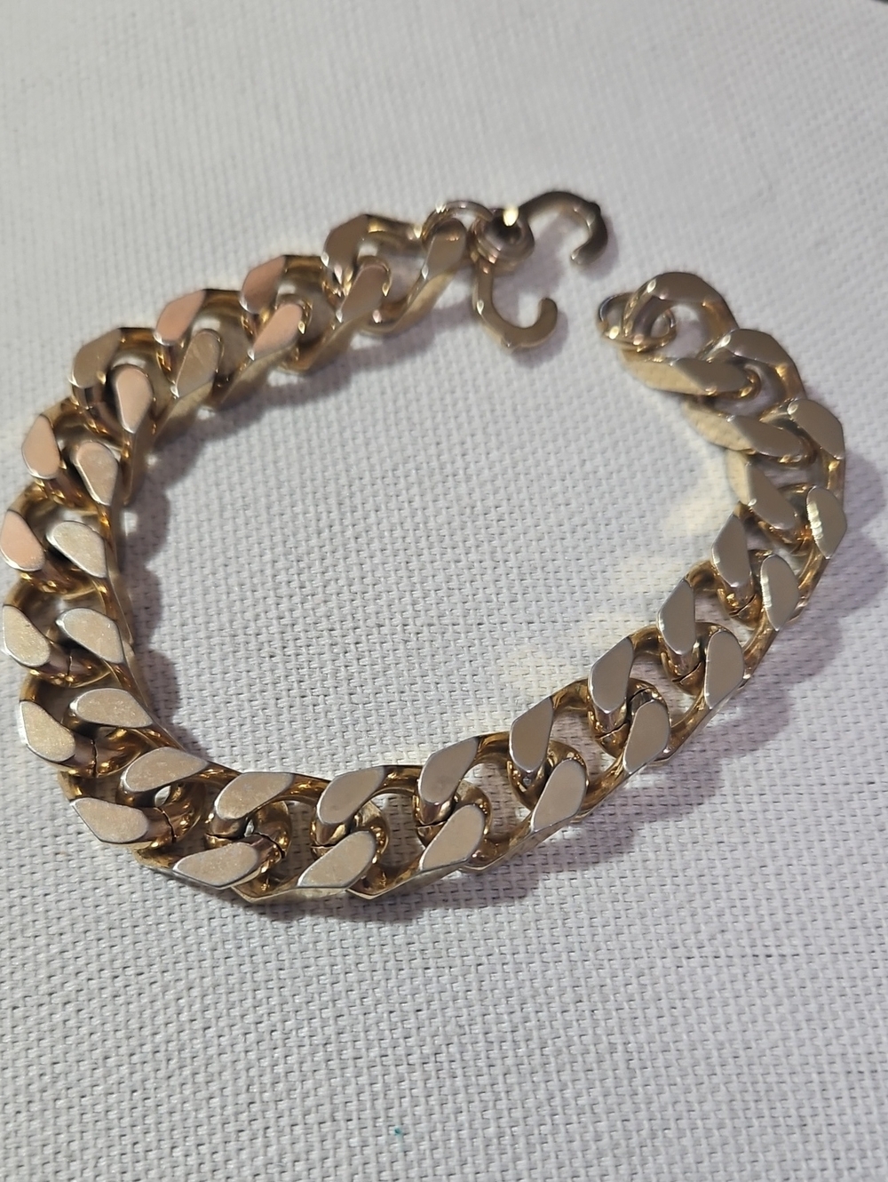 Chunky Gold Curb Chain Bracelet Men Or Women 8.5"